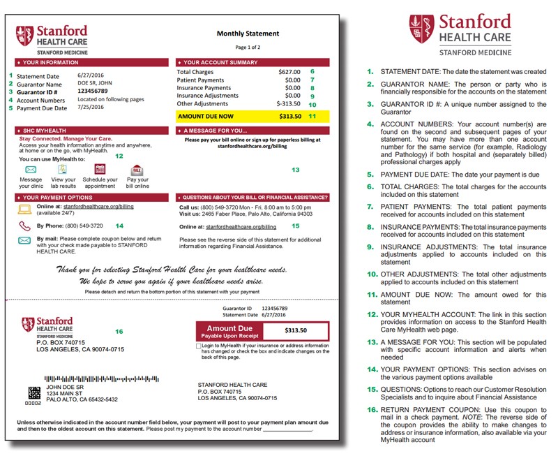 How to Read Your Bill Stanford Health Care