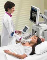 image of patient undergoing a breast ultrasound